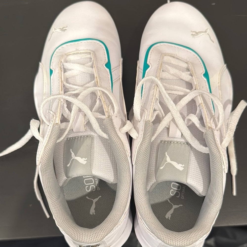 Puma White and Teal Sneakers